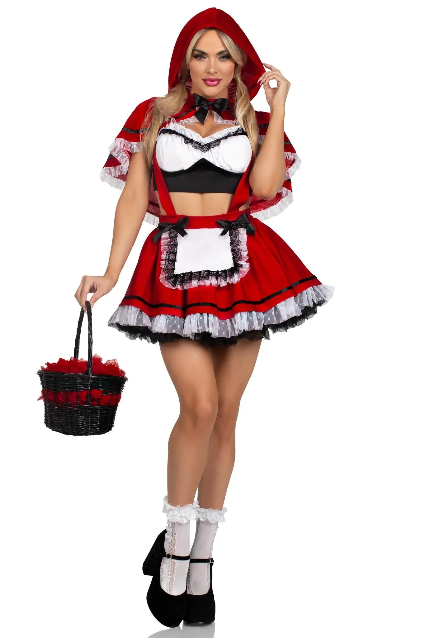 3 Piece Flirty Miss Red Lace Crop Top