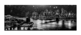 Amazing New York Black & White Starry Night Skyline  Canvas- Frame Optional- Model #7224093