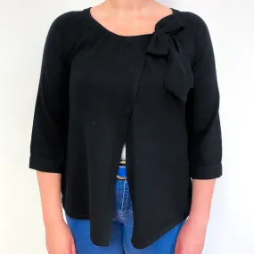 Black 3/4 Sleeve Cashmere Bow Detail Cardigan Large