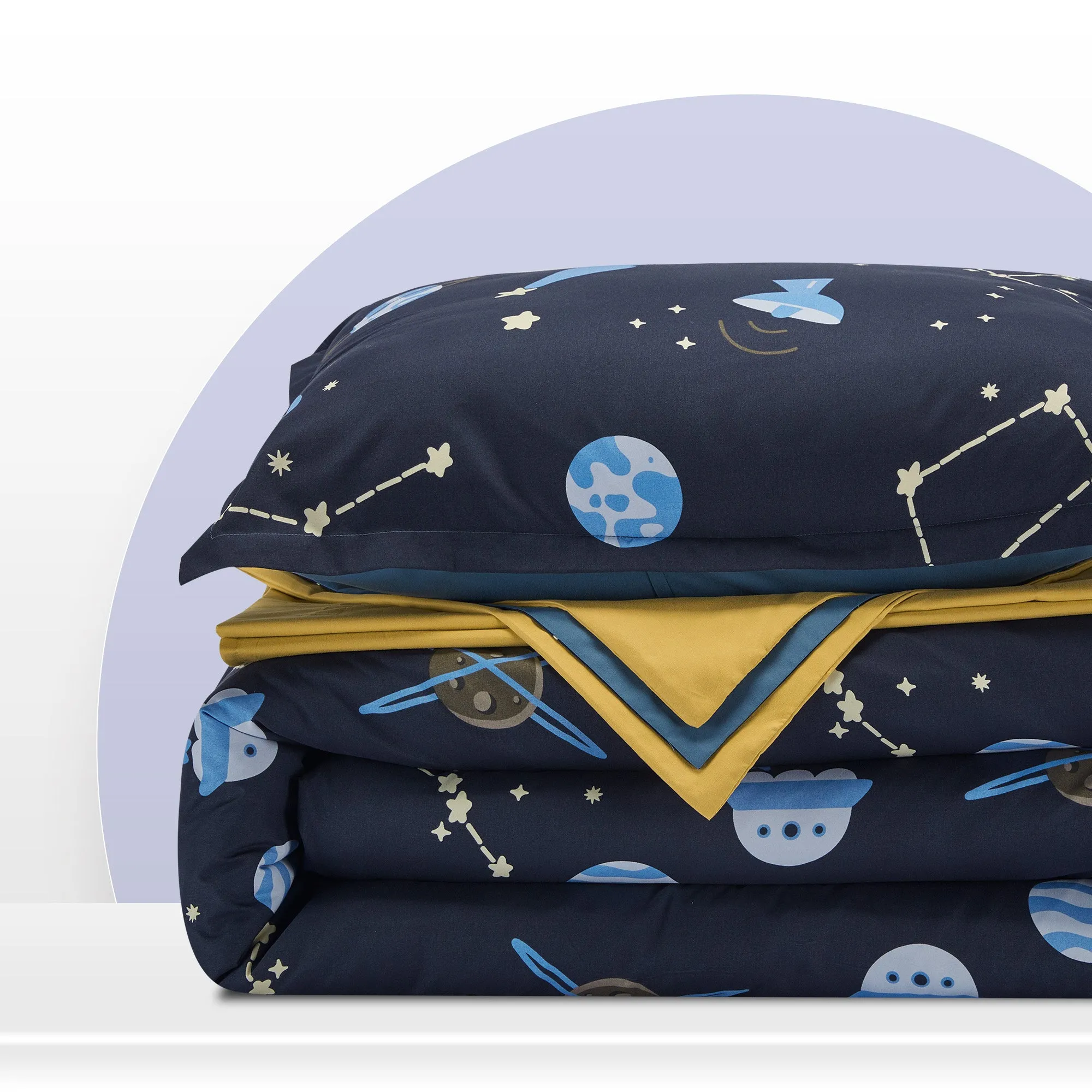Blue Galaxy Kids Printed Comforter Set