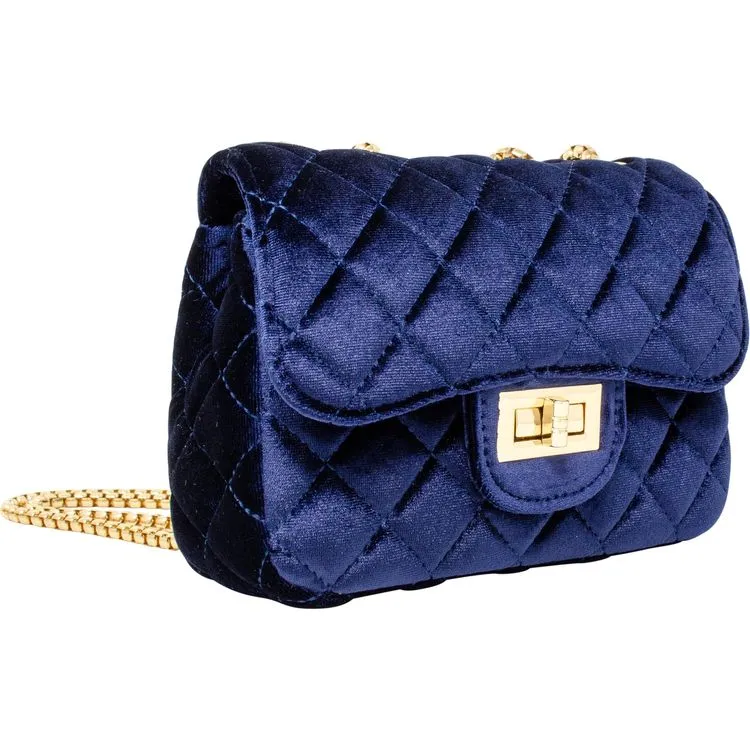 Classic Large Suede Handbag - Navy