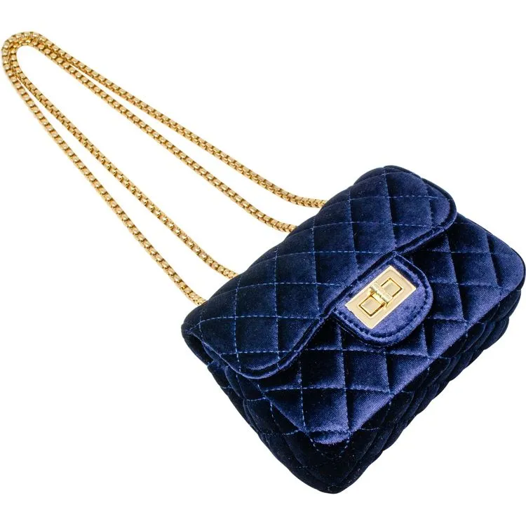 Classic Large Suede Handbag - Navy