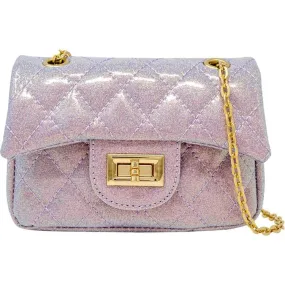 Classic Quilted Sparkle Mini Purse - Baby Purple