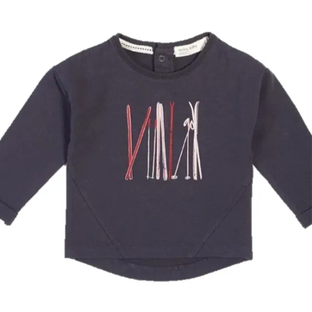Dark Grey "Skis" Long Sleeves Tunic