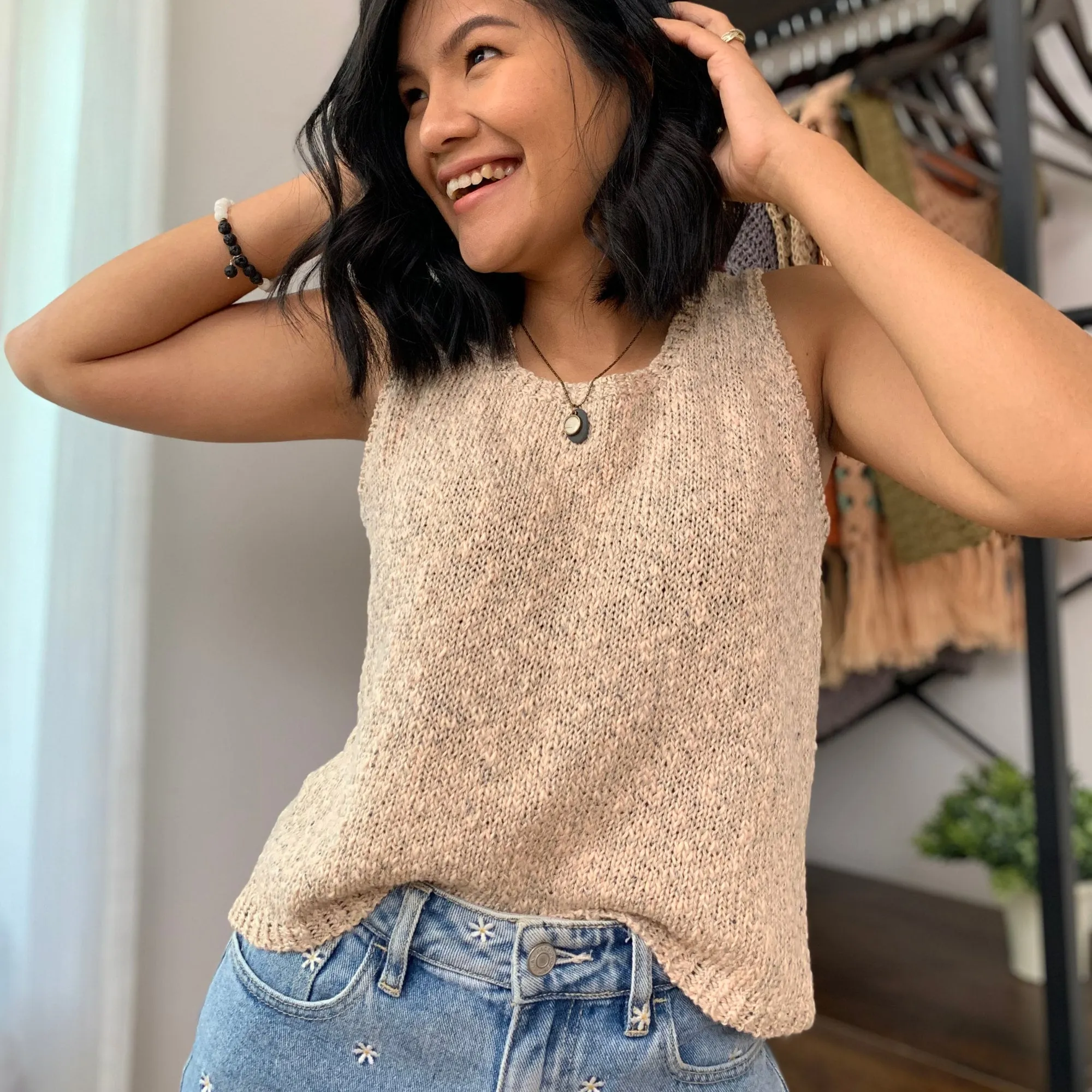 Easy Knitted Tank Top Pattern PDF & video tutorial
