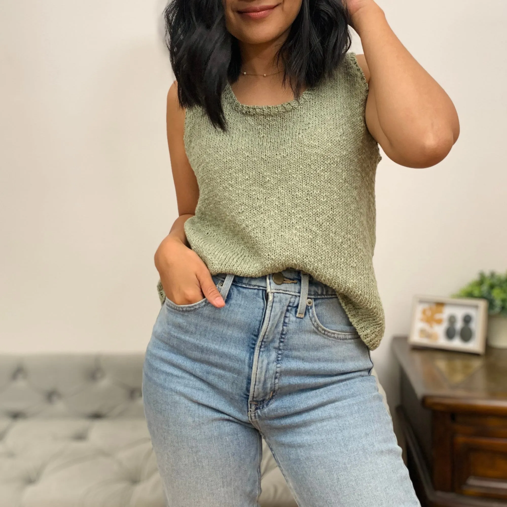 Easy Knitted Tank Top Pattern PDF & video tutorial