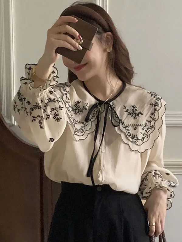 French Heavy Embroidery Shirt
