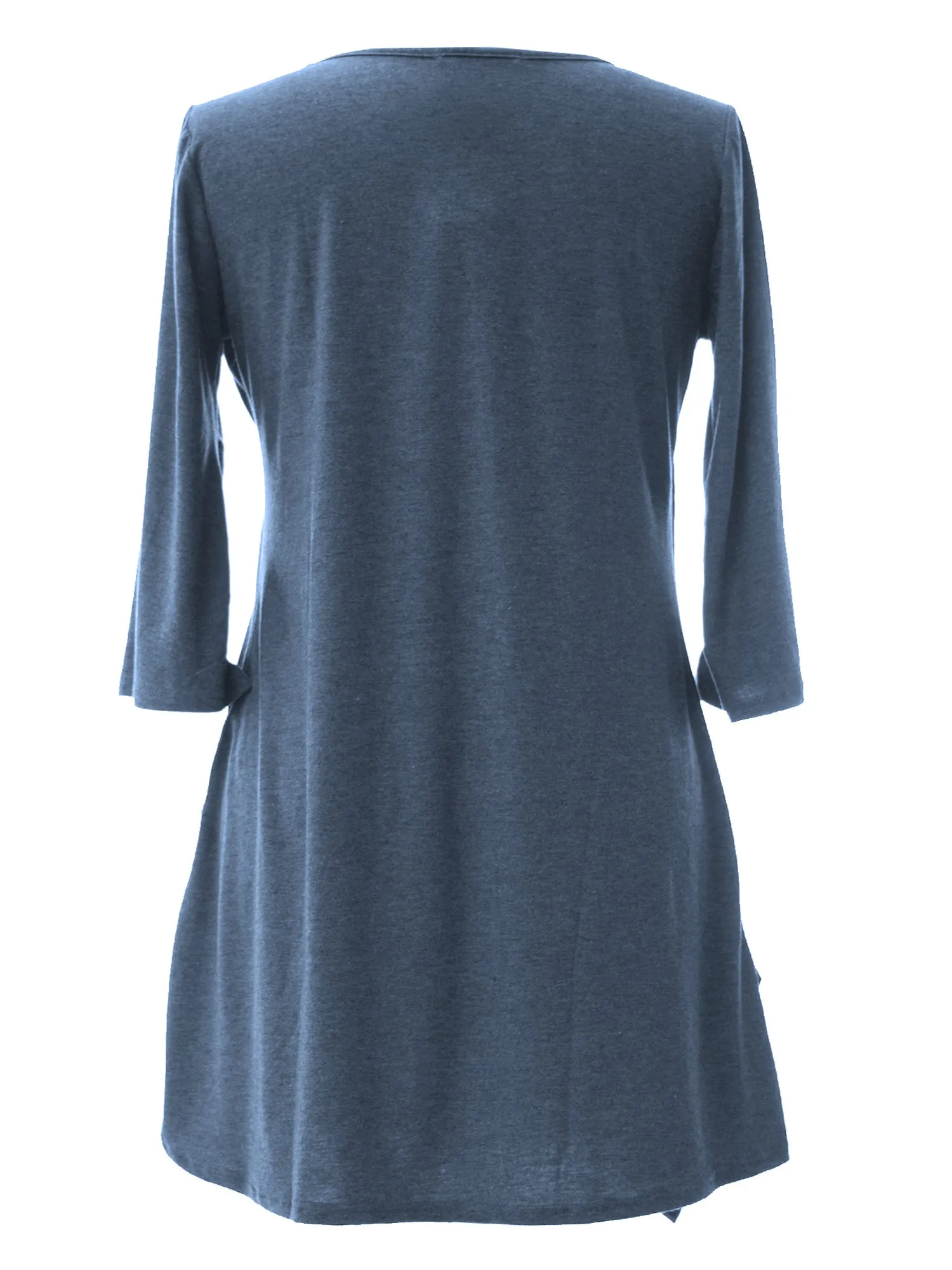 Gray Plus Size Three Quarter Sleeve Paneled Tunic Top Size XXX-Large