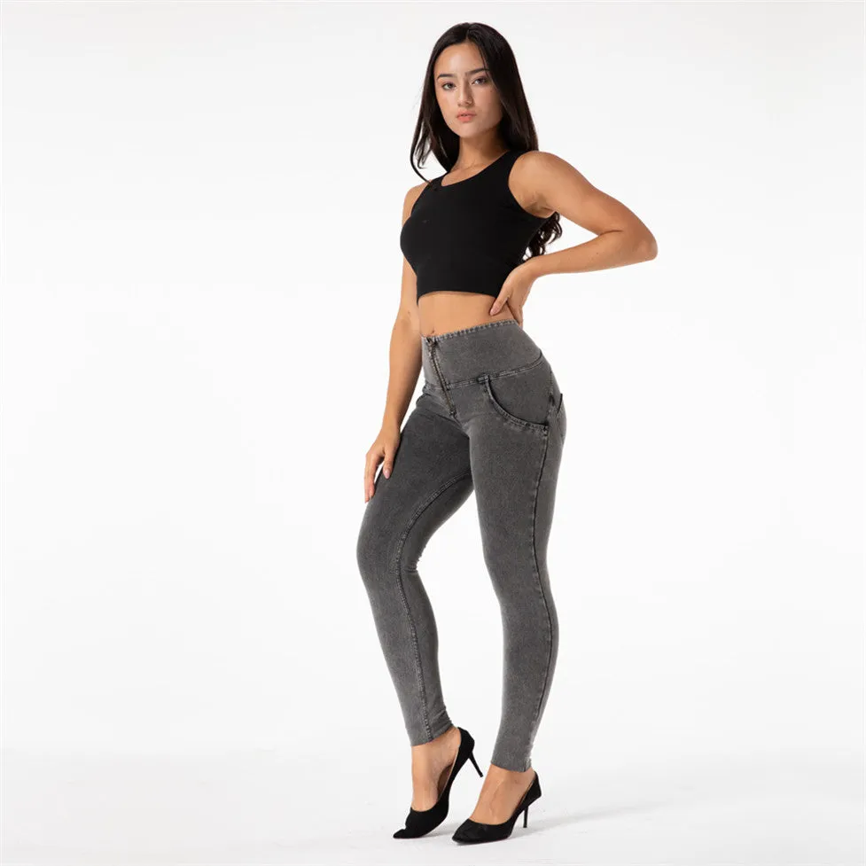 High Waist Women's Zipper Fly Denim Jeans Pants