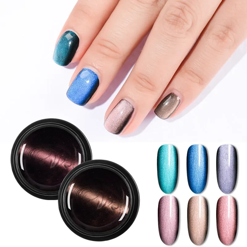 Magnetic 5D Cat Eye UV Gel Nail Polish Magnet Laser Nail Art Varnish Starry Sky Jade Effect Soak Off UV Gel Nail Art Lacquer