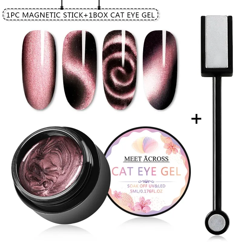 Magnetic 5D Cat Eye UV Gel Nail Polish Magnet Laser Nail Art Varnish Starry Sky Jade Effect Soak Off UV Gel Nail Art Lacquer