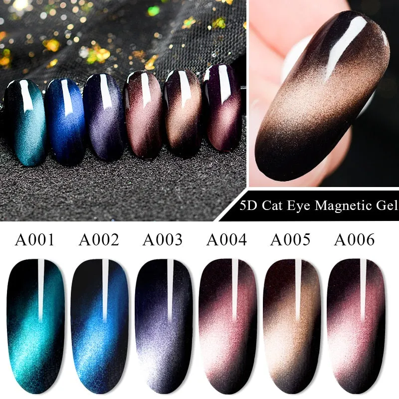 Magnetic 5D Cat Eye UV Gel Nail Polish Magnet Laser Nail Art Varnish Starry Sky Jade Effect Soak Off UV Gel Nail Art Lacquer