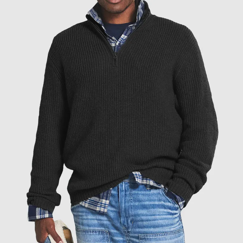 Men's Warm Loose Quarter Zip Jumper | Ideal for Autumn/Winter