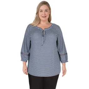 mySTYLE Women's Plus Gauze Peasant Top