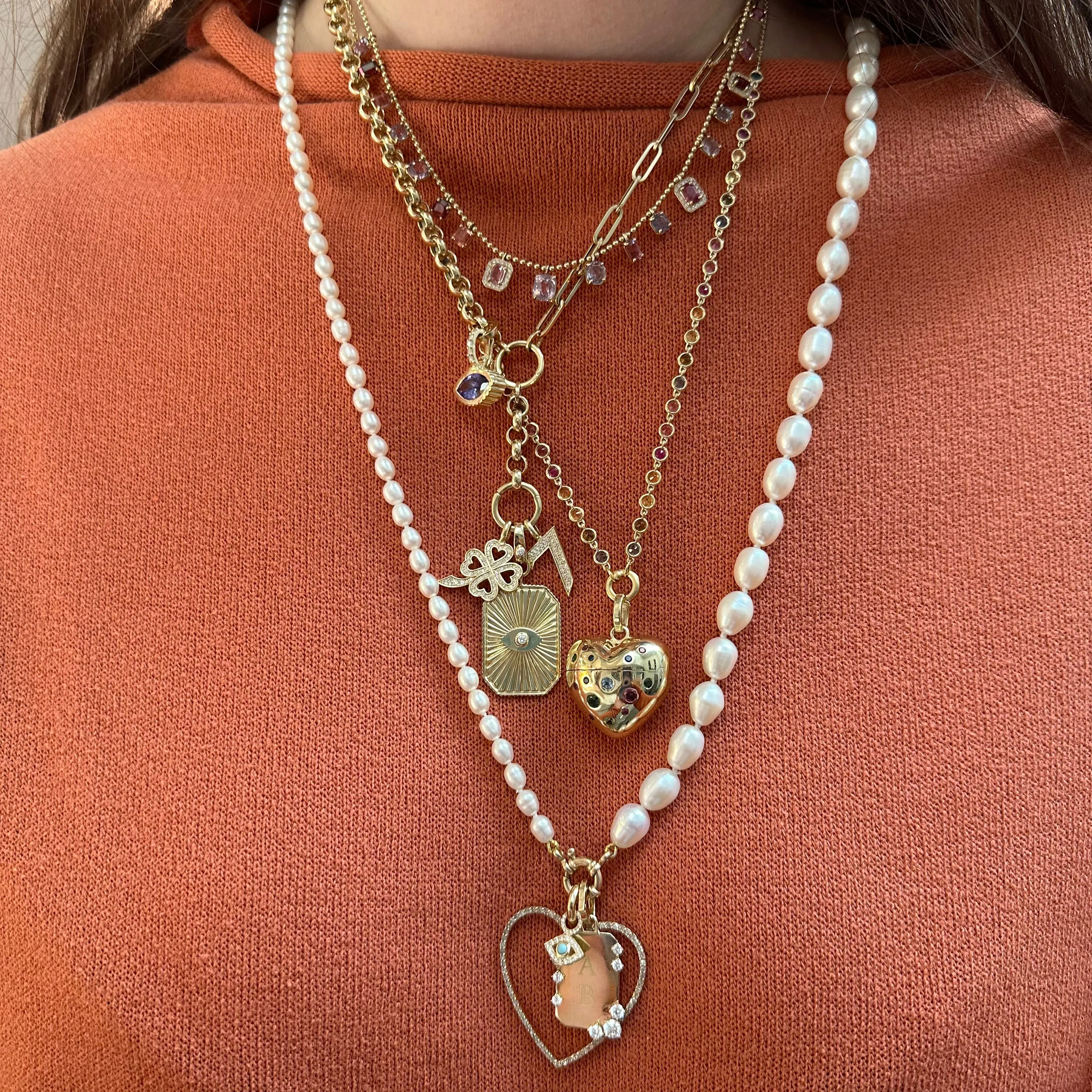 One of a Kind Spinel & Diamond Shaker Necklace