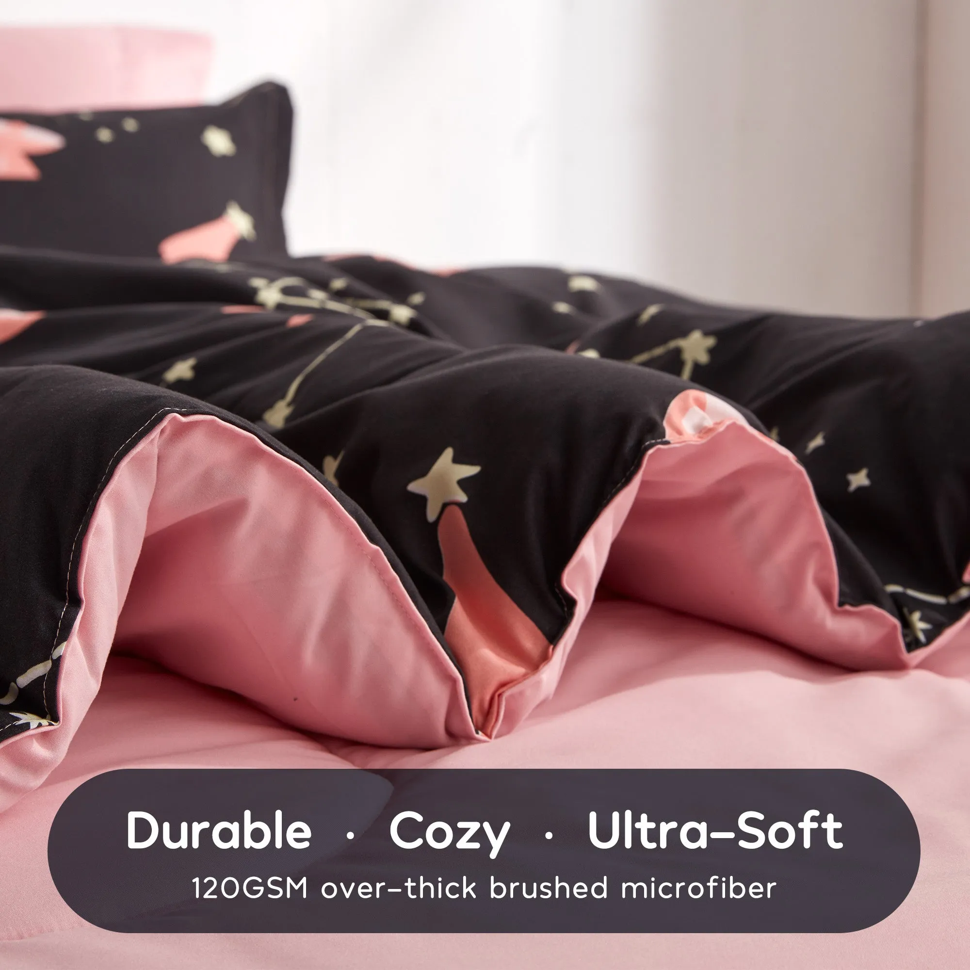 Pink Galaxy Kids Printed Comforter Set Black/Pink