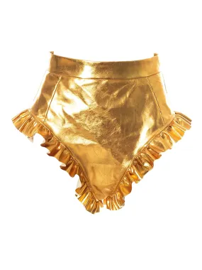 Ruched High Waist Metallic Shiny Shorts
