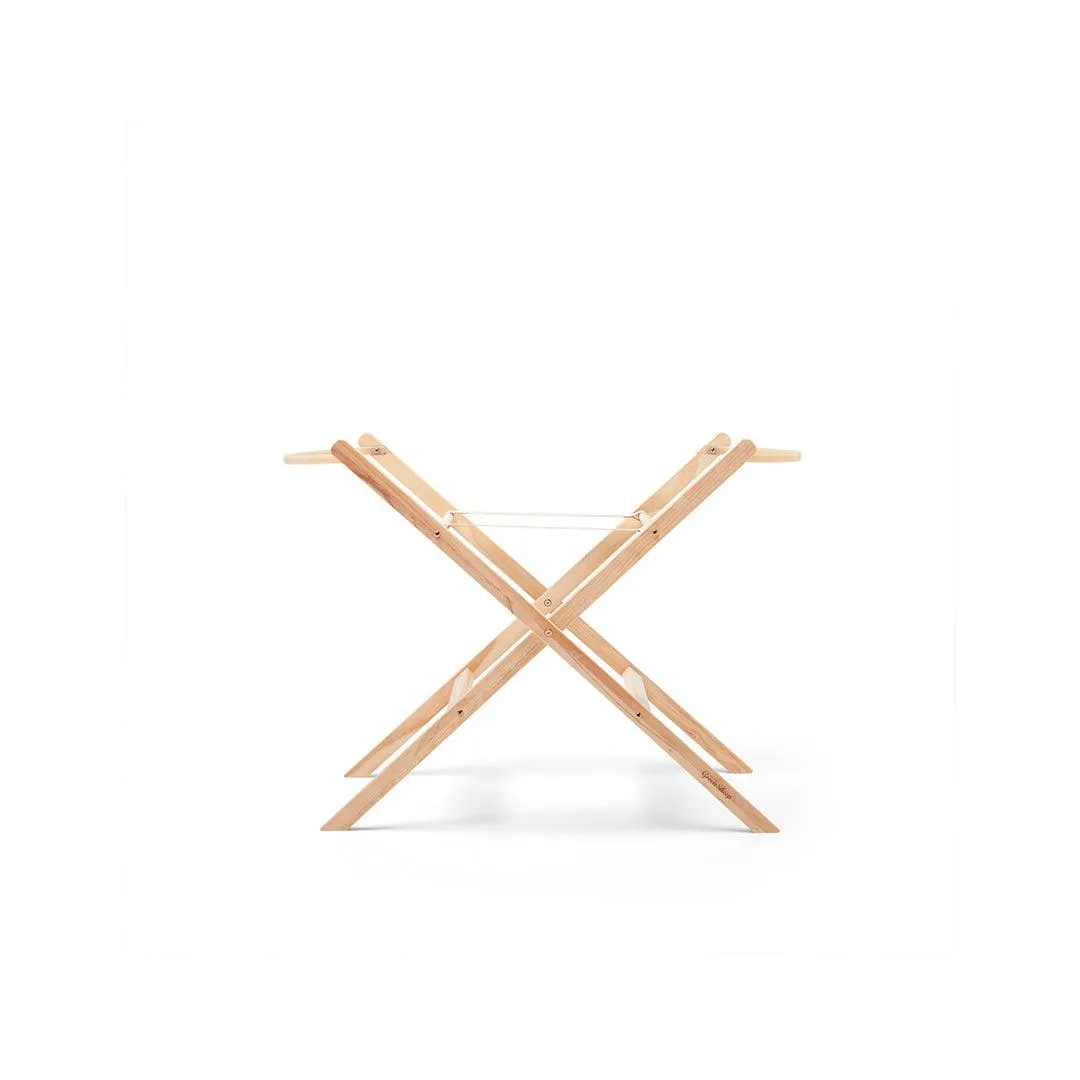 The Little Green Sheep Natural Quilted Moses Basket - Mattress   Static Stand