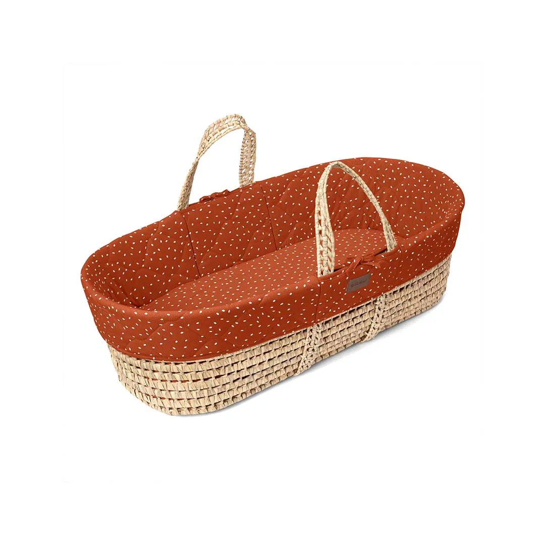 The Little Green Sheep Natural Quilted Moses Basket - Mattress   Static Stand