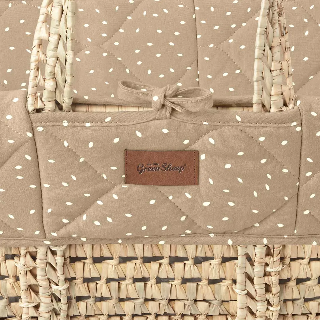 The Little Green Sheep Natural Quilted Moses Basket - Mattress   Static Stand