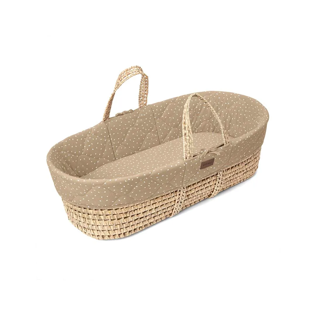 The Little Green Sheep Natural Quilted Moses Basket - Mattress   Static Stand