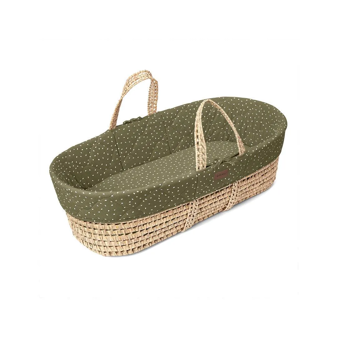The Little Green Sheep Natural Quilted Moses Basket - Mattress   Static Stand