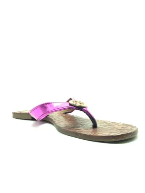 Tory Burch Leather Slide Sandals Metallic Size: 8