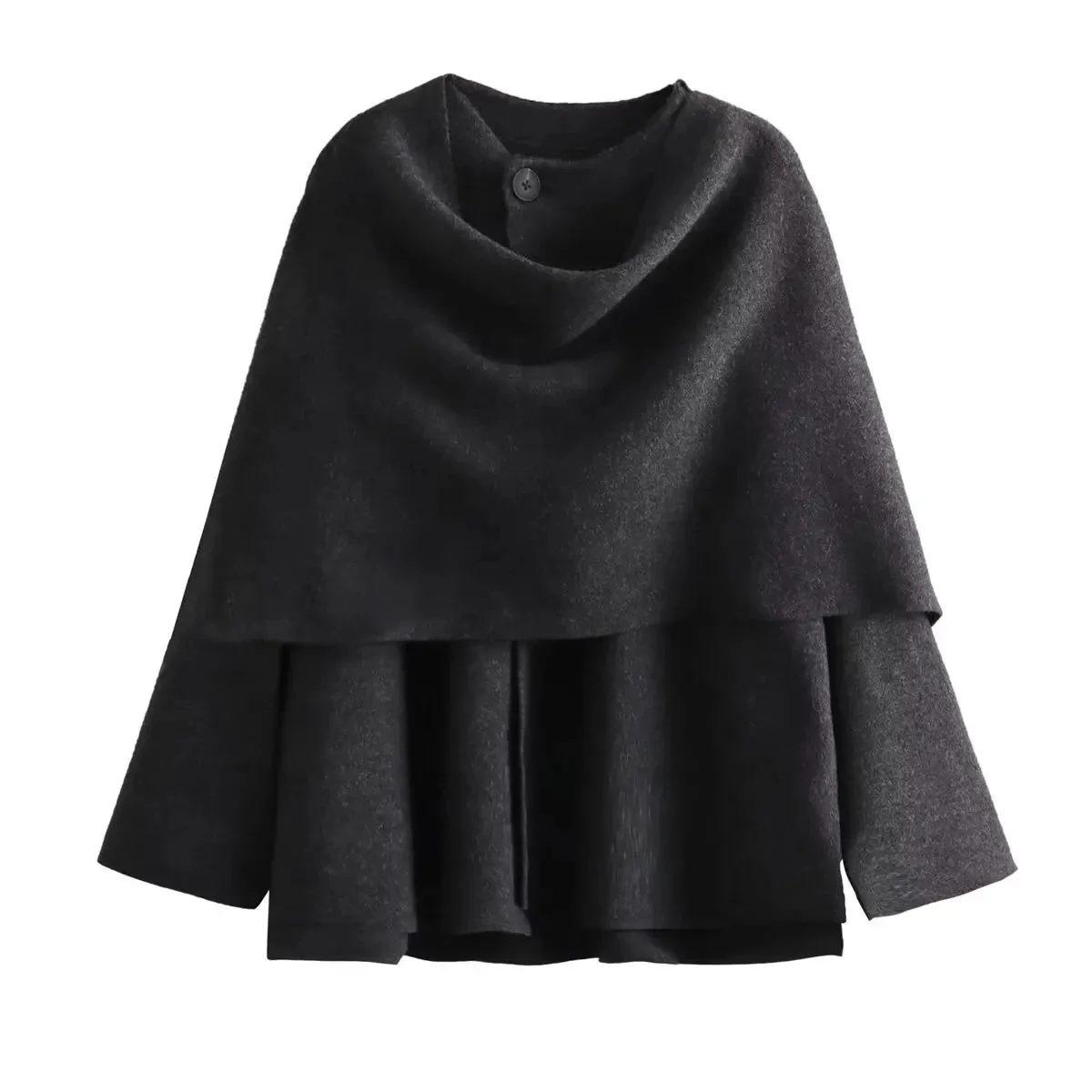 Vintage Streetwear Scarf Coat Long Sleeve Knitted Asymmetric Jackets