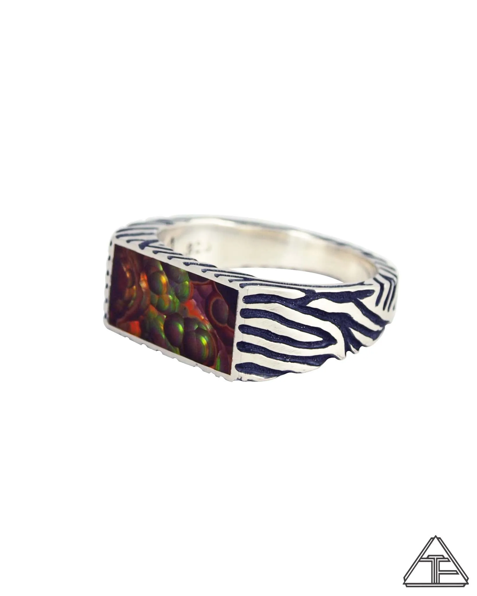 Wild Coat: Fire Agate Signet Ring Size 9.5