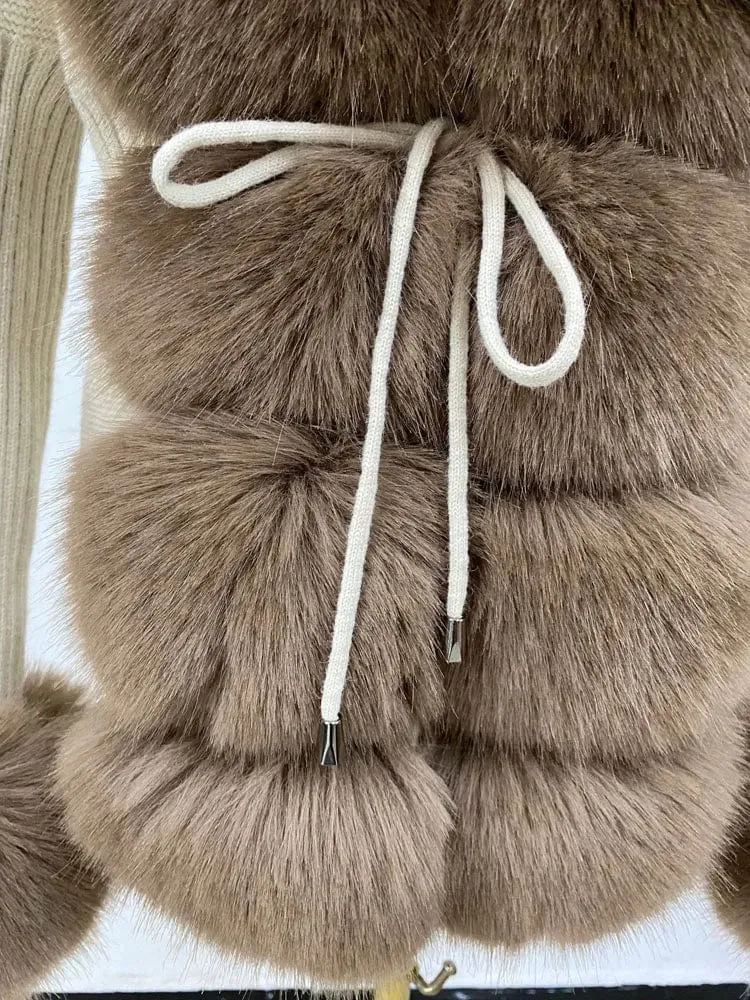 Women  Luxury  Knit Winter Elegant Detachable Fur  Cardigan Korea Style Sweater Women Luxury Knit Winter Elegant Detachable Fur Cardigan Korea Style Sweater