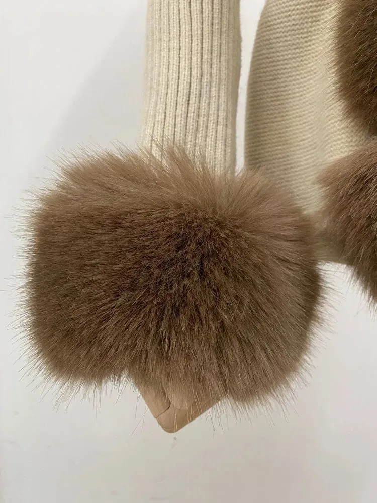 Women  Luxury  Knit Winter Elegant Detachable Fur  Cardigan Korea Style Sweater Women Luxury Knit Winter Elegant Detachable Fur Cardigan Korea Style Sweater