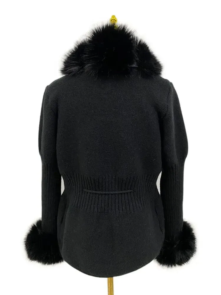 Women  Luxury  Knit Winter Elegant Detachable Fur  Cardigan Korea Style Sweater Women Luxury Knit Winter Elegant Detachable Fur Cardigan Korea Style Sweater